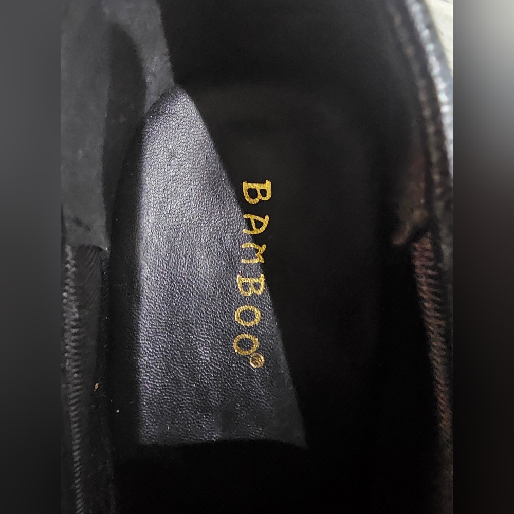 BAMBOO Black Chunky Slip On Loafers With Gold Accent Size 10. NWOT - Picture 6 of 7